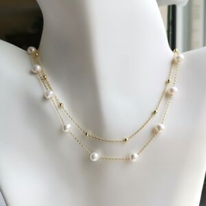 Modern Cultured White Pearl 14k Gold Fill necklace